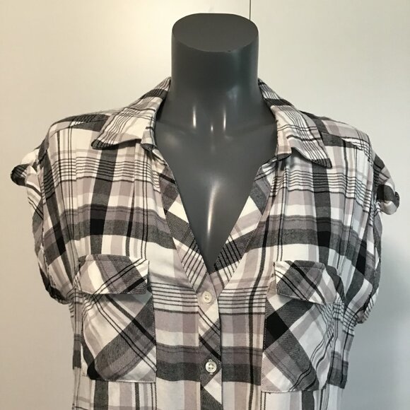 Soft Joie Johnesa Plaid Short Sleeve Top Size L - Picture 2 of 12